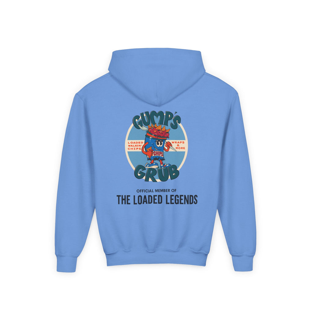 Youth Hoodie — Gump's Grub Mascot/Logo (Black Font)