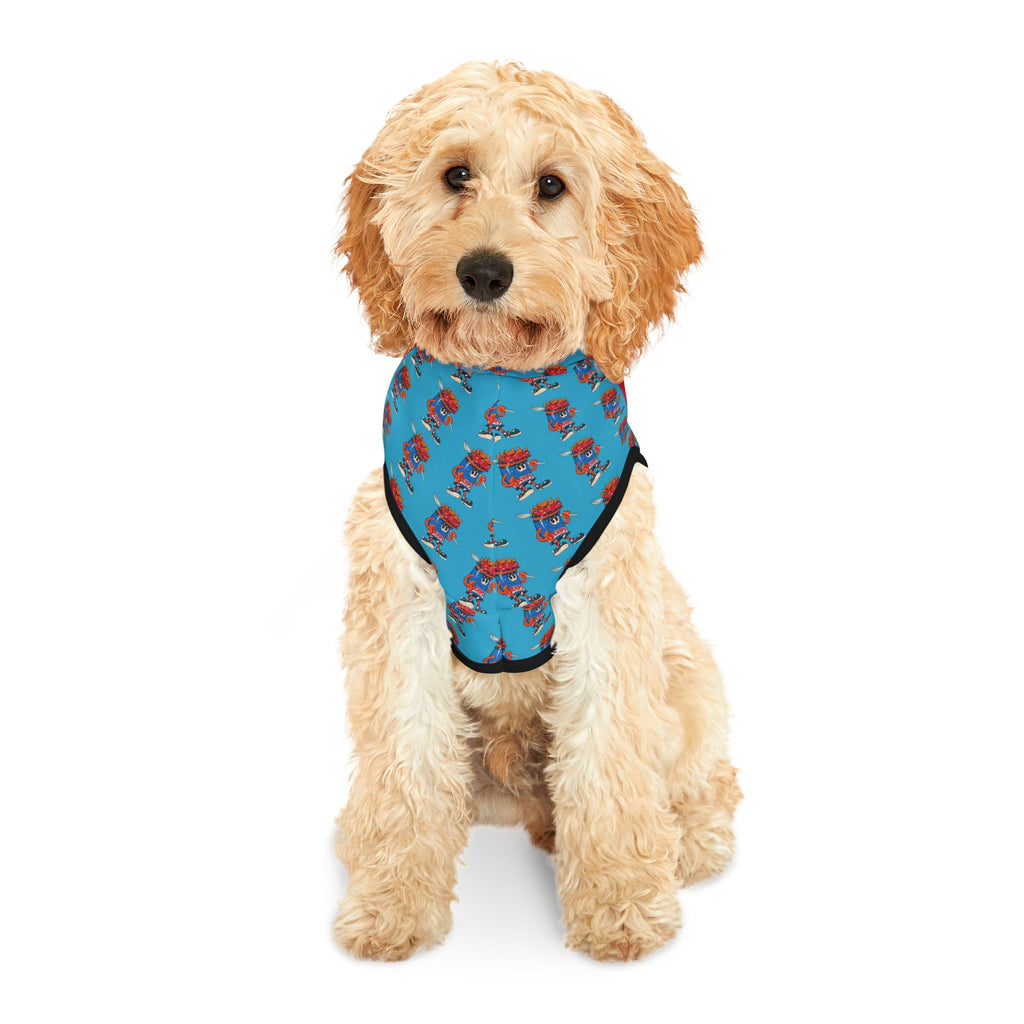 Pet Hoodie —Gump's Grub Logo/Mascot Pattern Dog Hoodie (Blue)