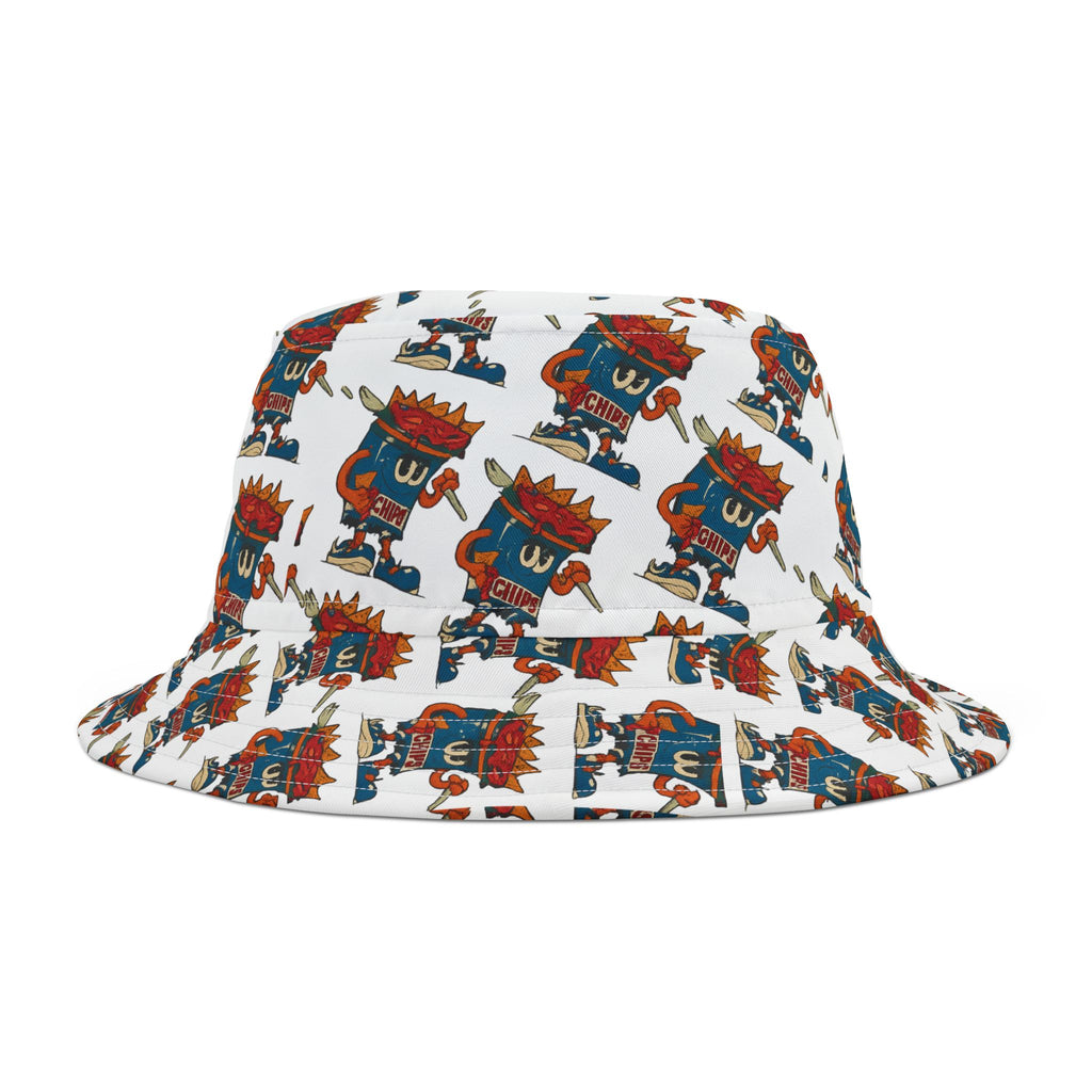 Gumps Grub Mascot Pattern Bucket Hat- White