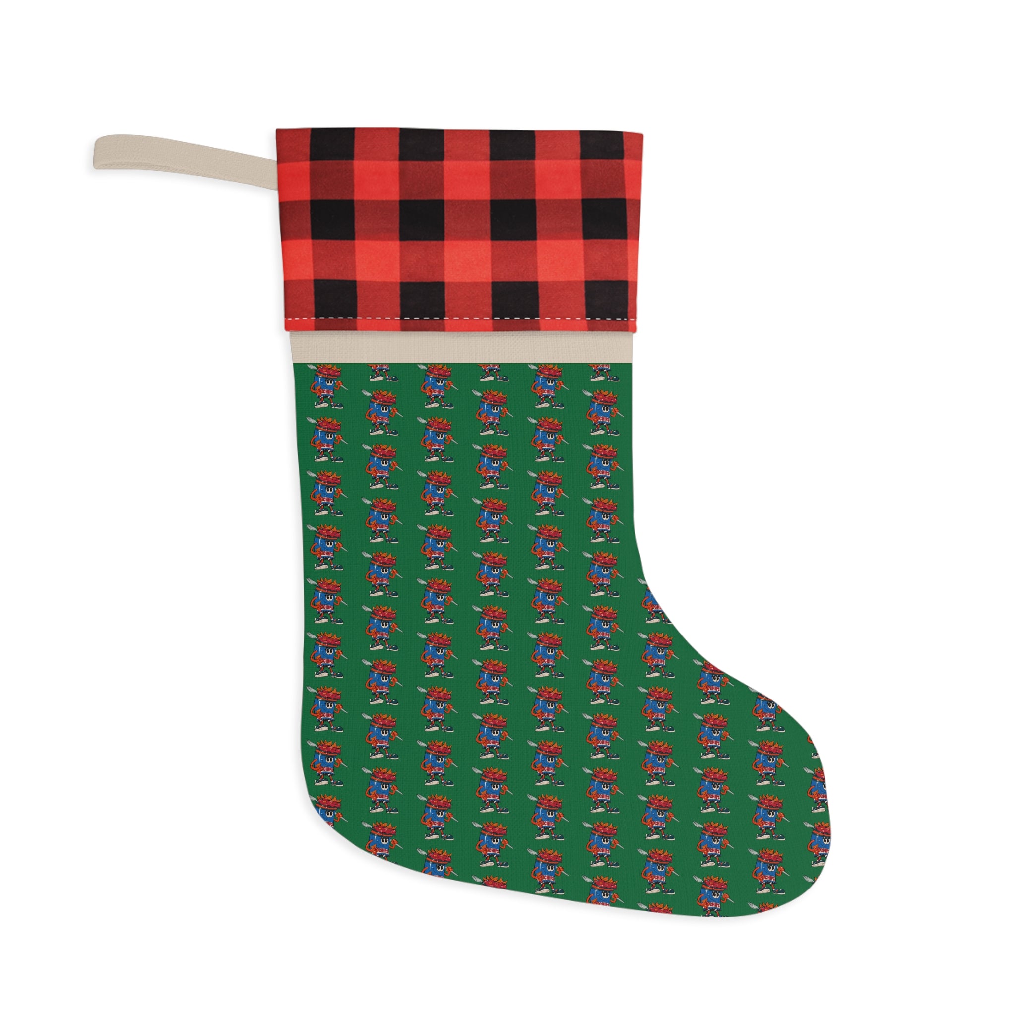 Christmas Stocking — Gump's Grub Mascot Pattern (Green)