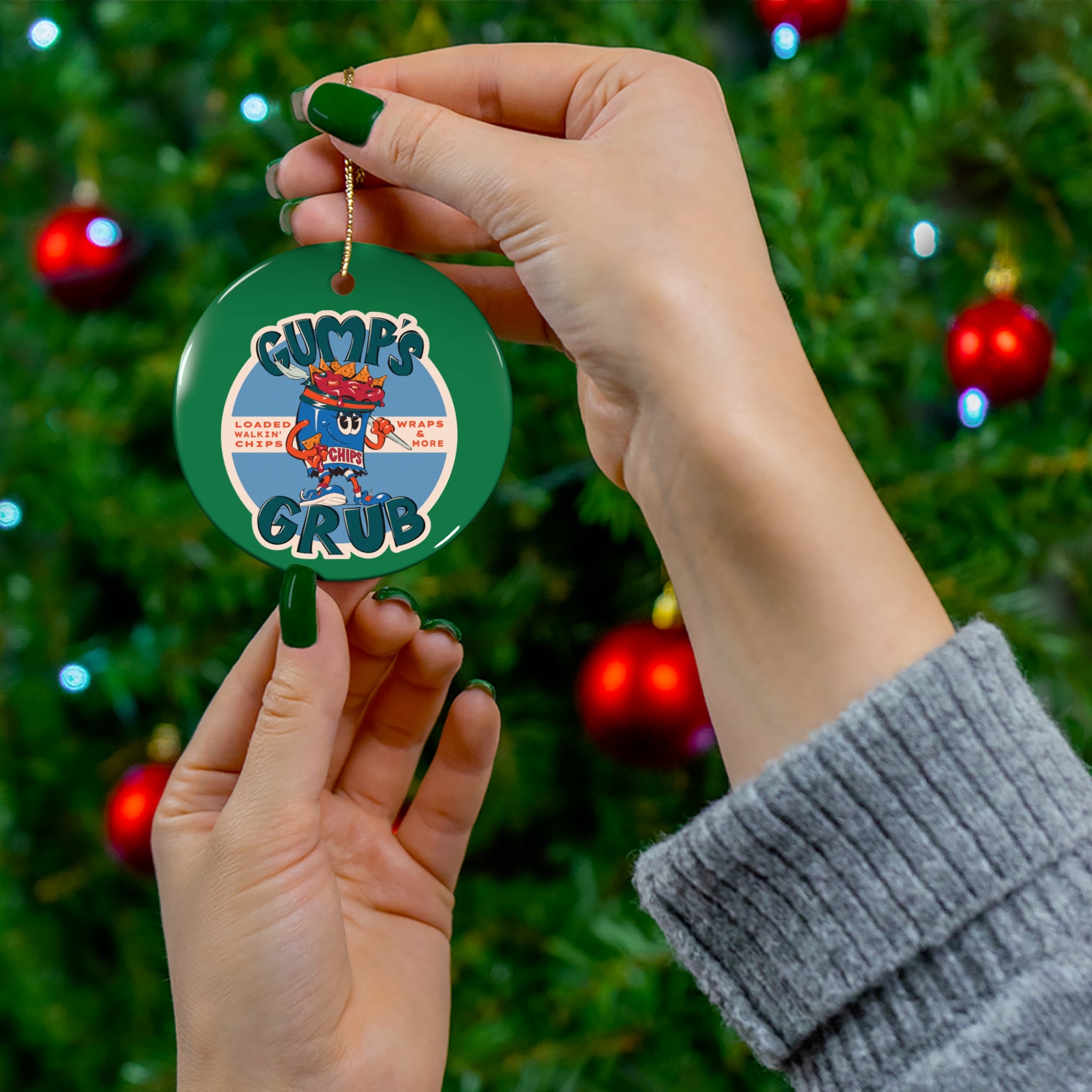 Ceramic Ornament — Gump's Grub Logo Holiday Ornament (Green)