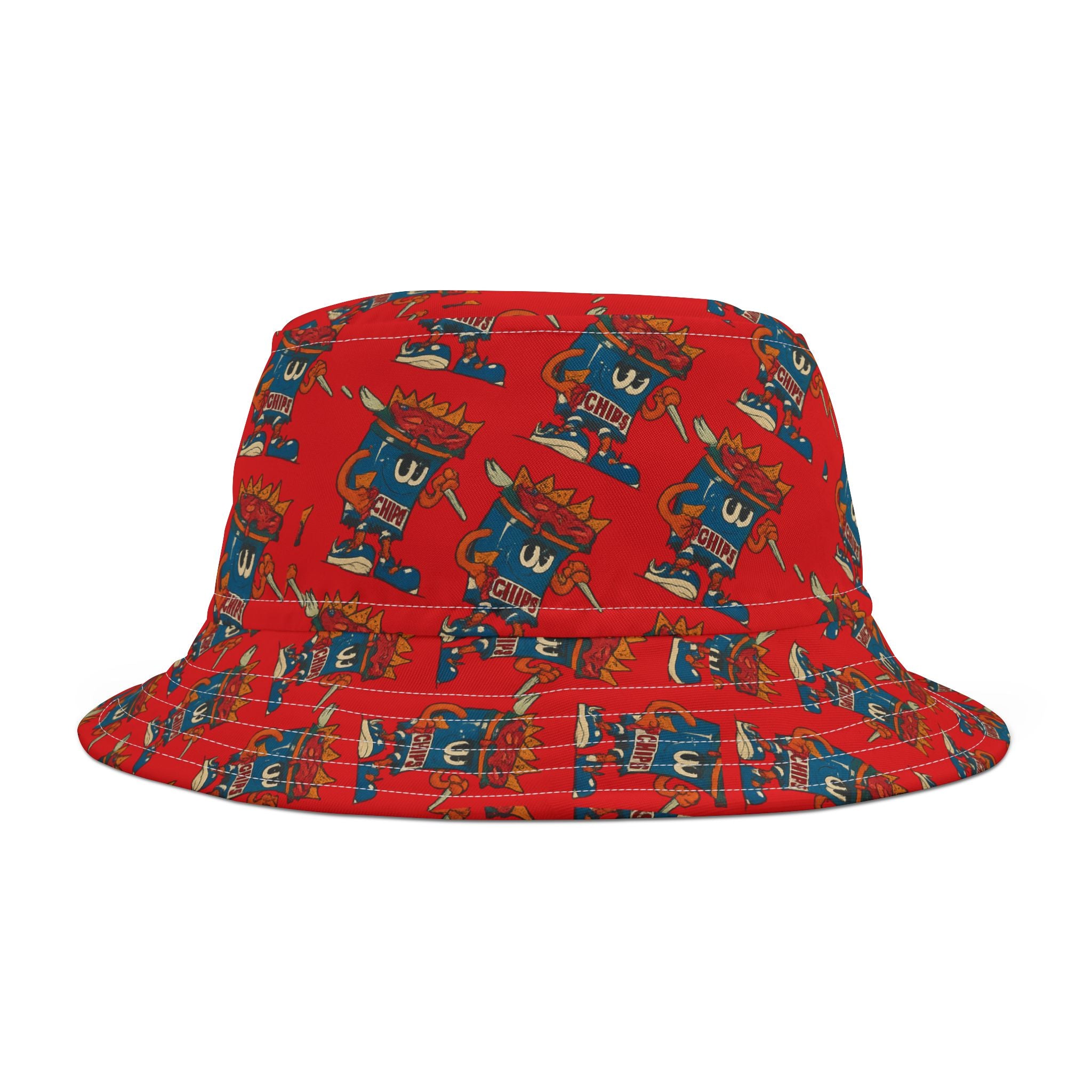 Gumps Grub Mascot Pattern Bucket Hat- Red