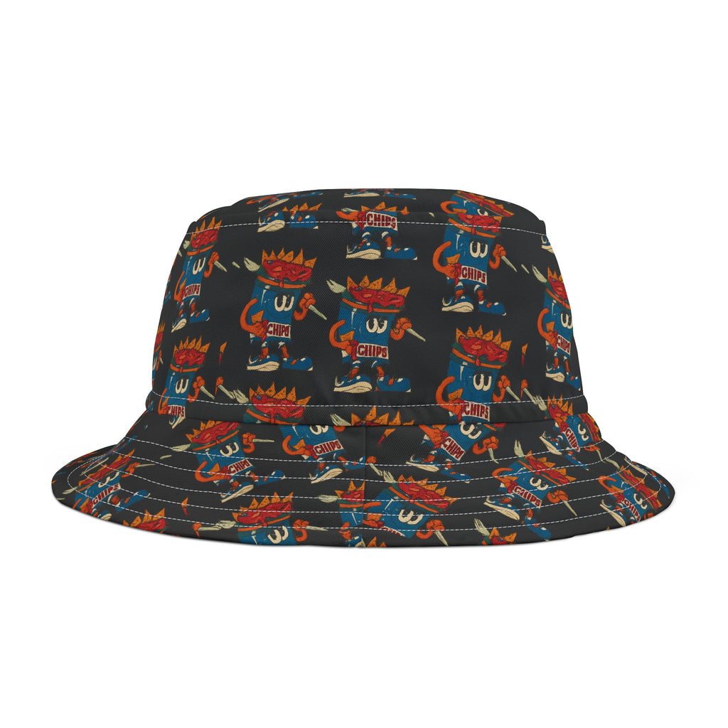 Gumps Grub Mascot Pattern Bucket Hat- Black