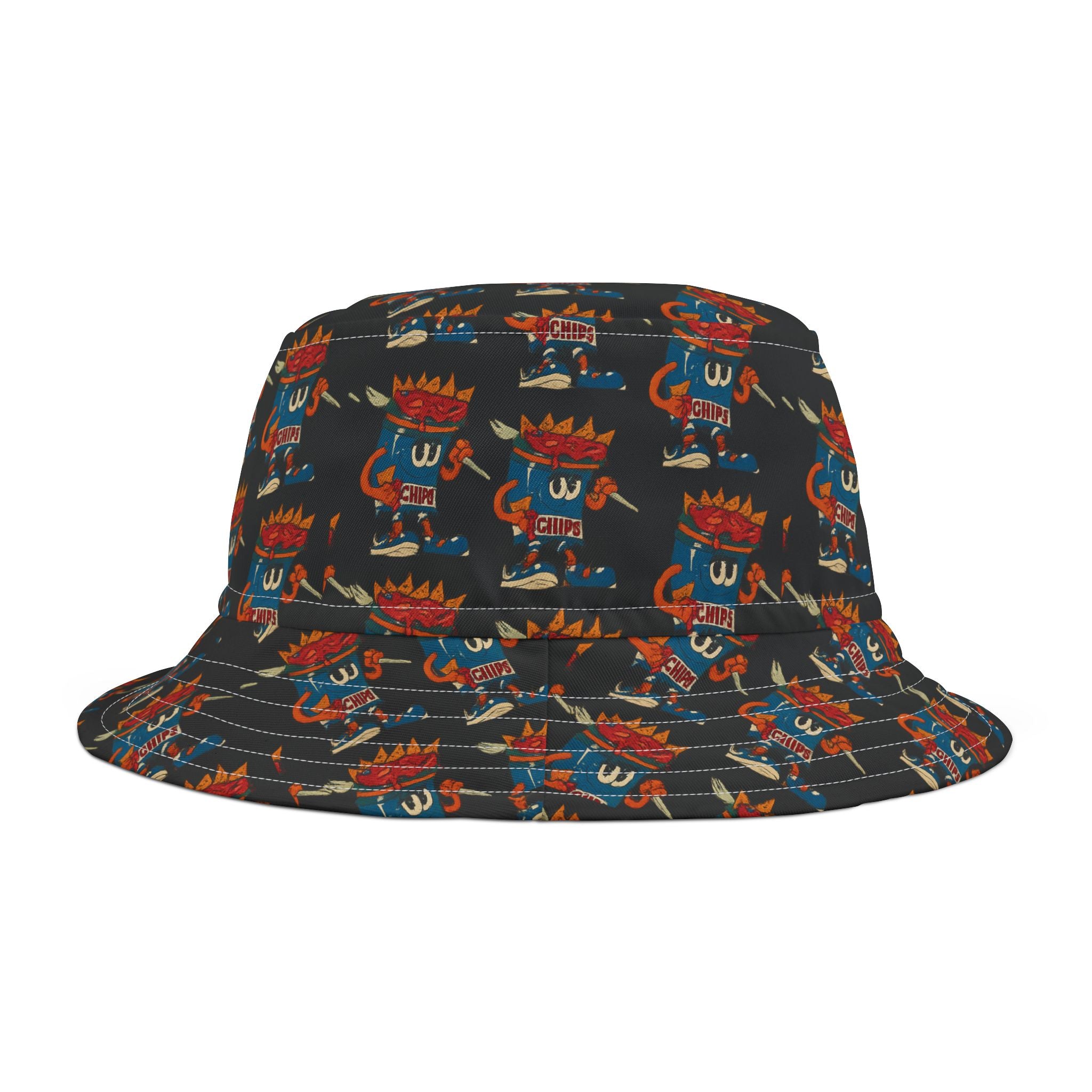 Gumps Grub Mascot Pattern Bucket Hat- Black