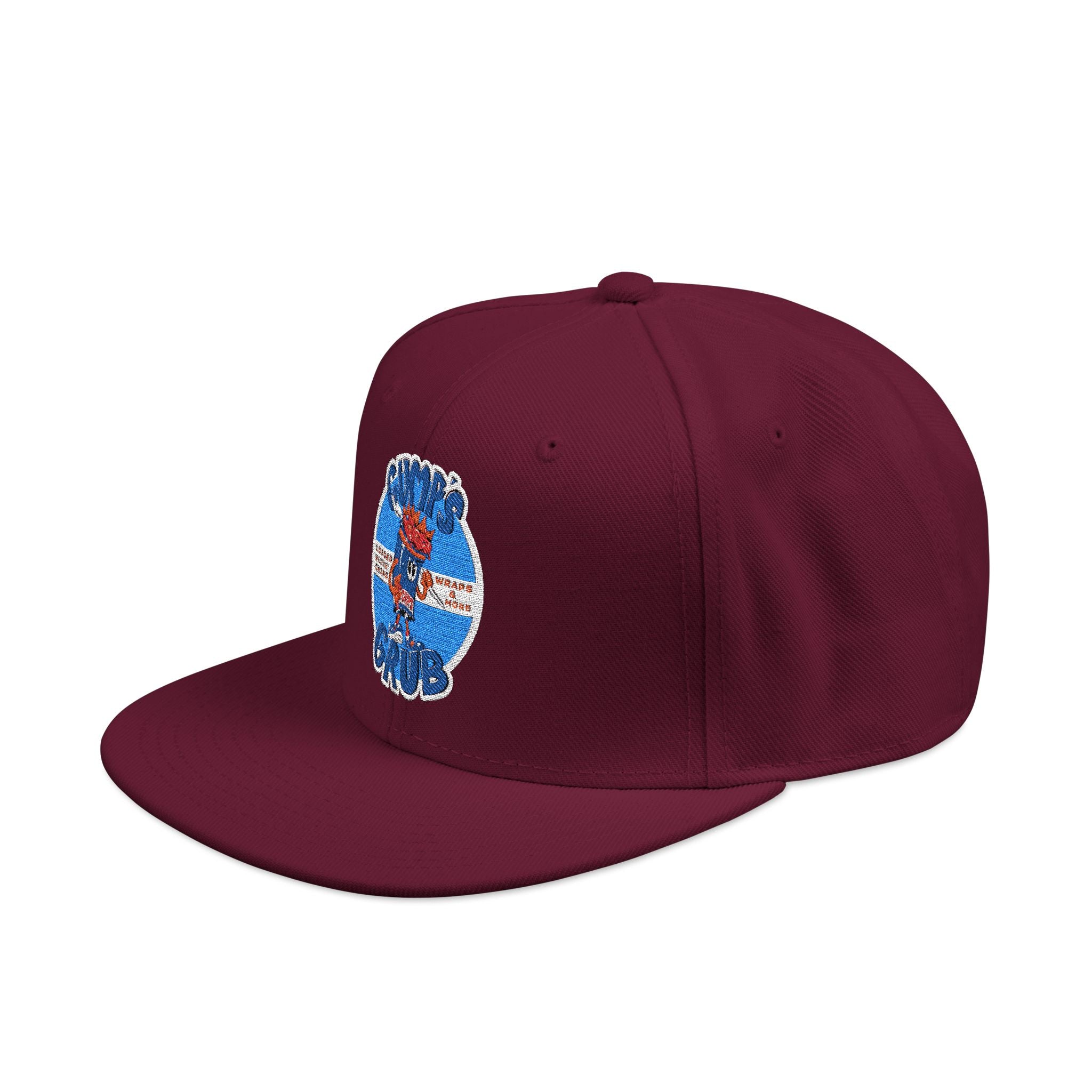 Embroidered Gumps Grub Logo Snapback Hat — Casual Streetwear Cap