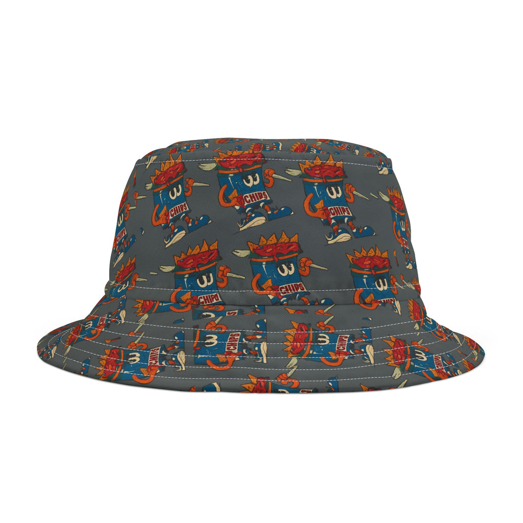 Gumps Grub Mascot Pattern Bucket Hat- Dark Grey
