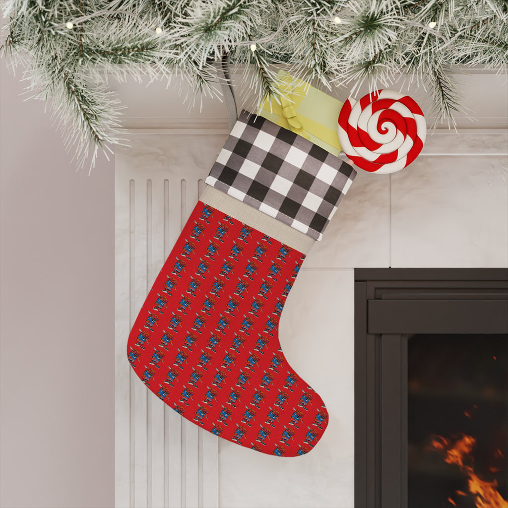 Christmas Stocking — Gump's Grub Mascot Pattern (Red)