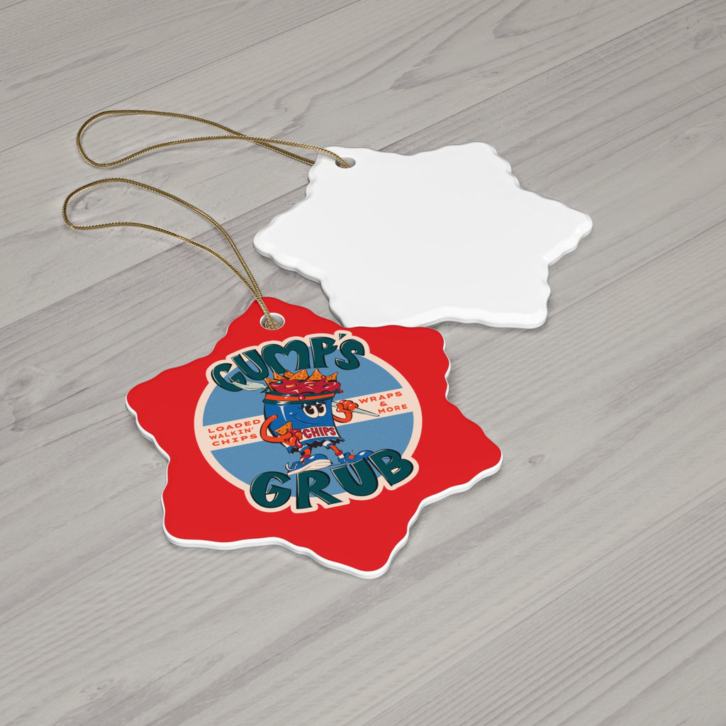 Ceramic Ornament — Gump's Grub Logo Holiday Ornament (White)