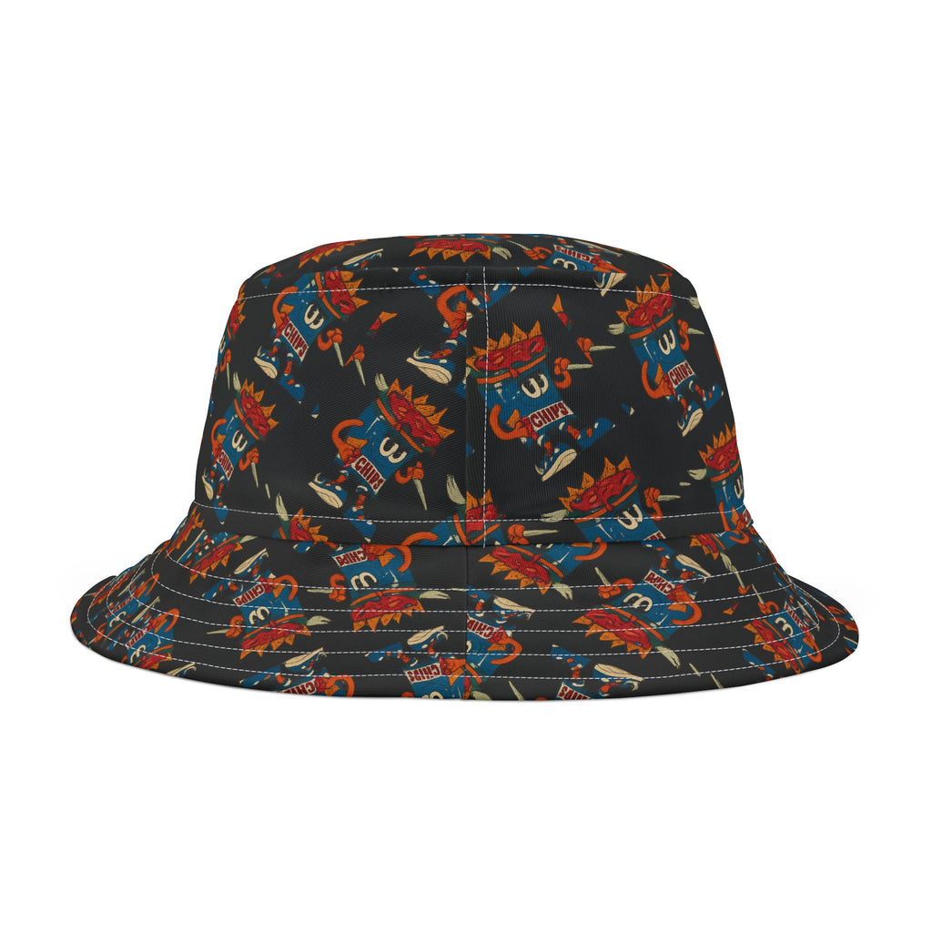 Gumps Grub Mascot Pattern Bucket Hat- Black