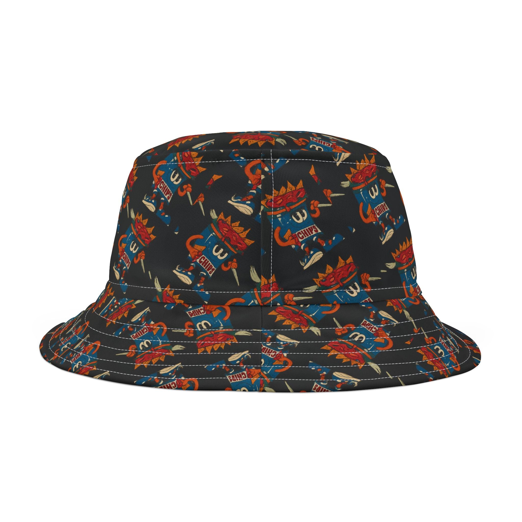 Gumps Grub Mascot Pattern Bucket Hat- Black