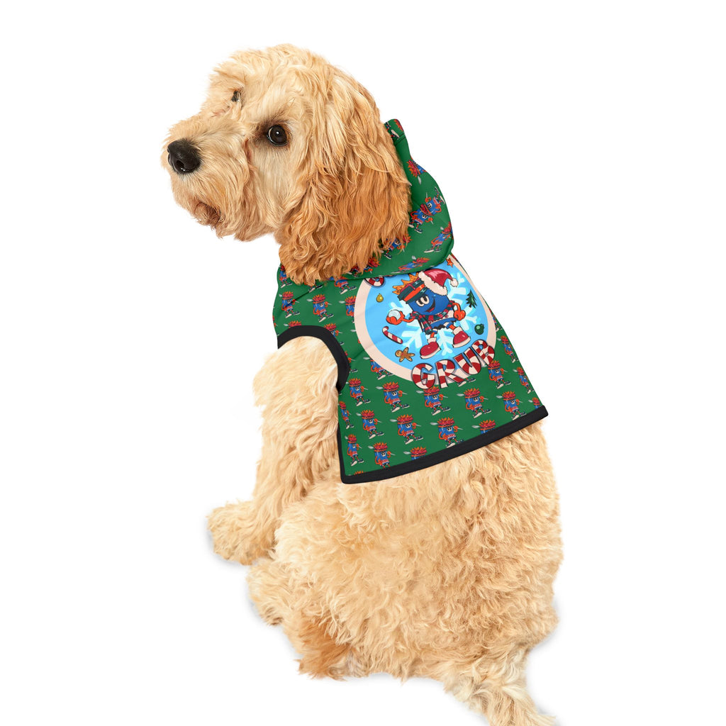 Pet Hoodie —Gump's Grub Christmas Logo/Mascot Pattern Dog Hoodie (Black)