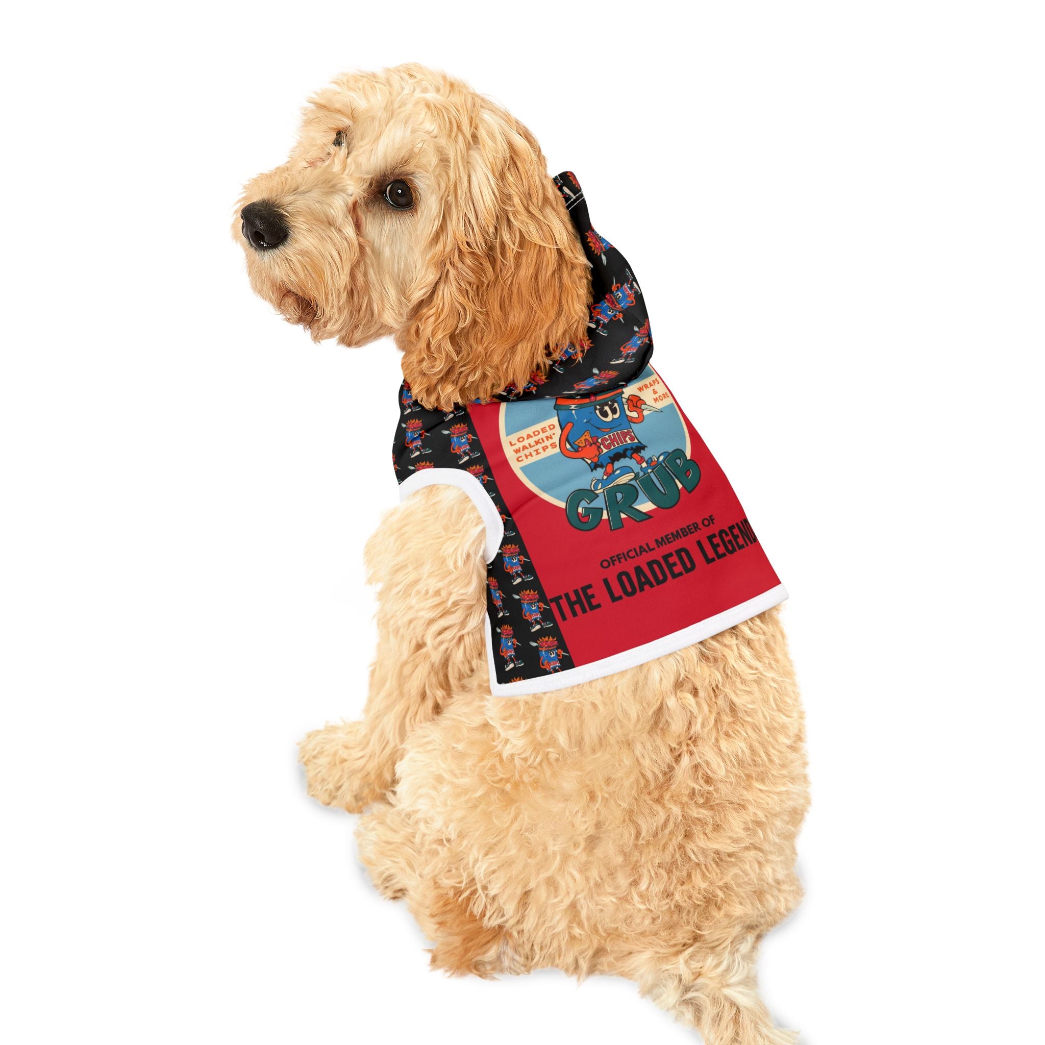 Pet Hoodie —Gump's Grub Logo/Mascot Pattern Dog Hoodie (Black)