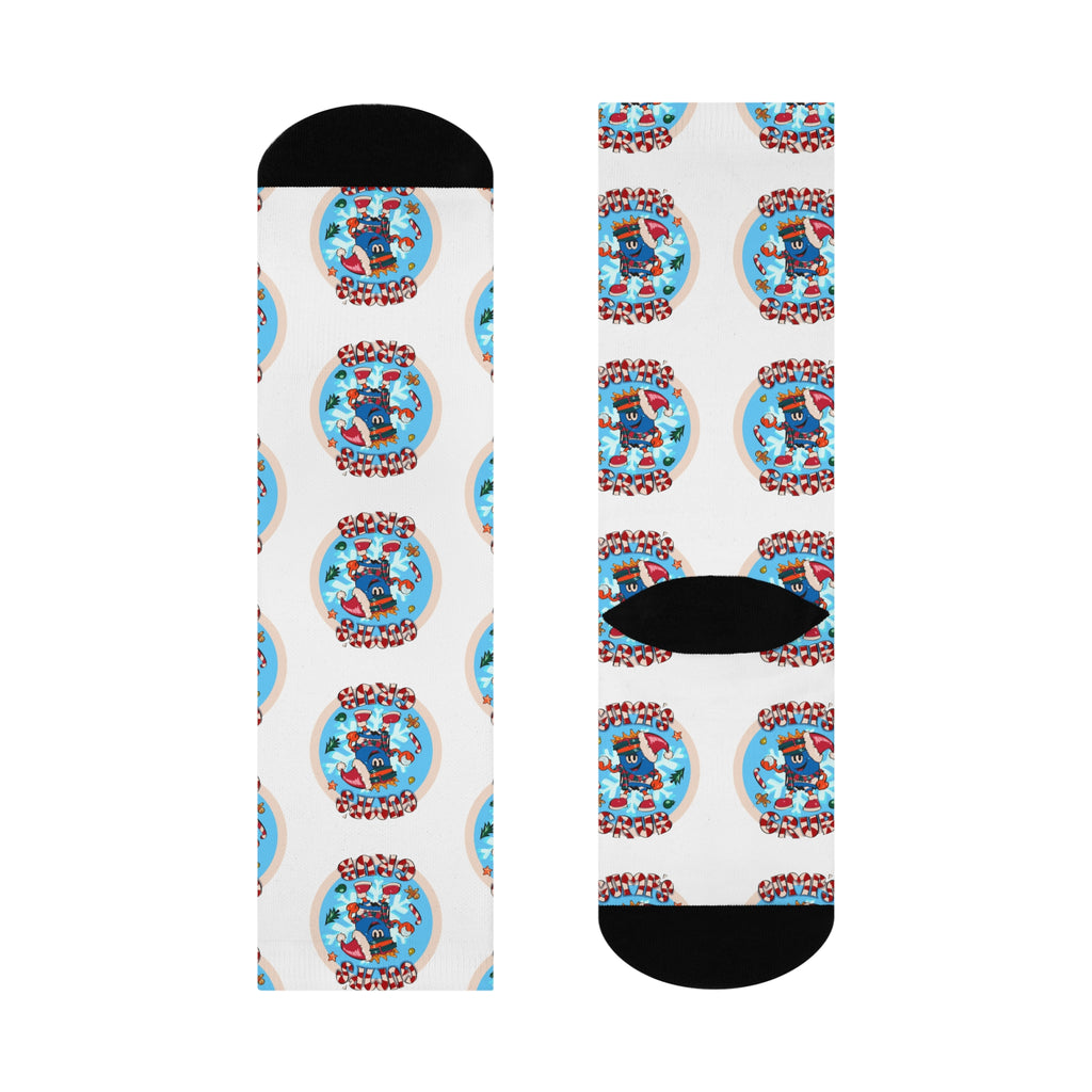 Cushioned Crew Holiday Socks with Gump's Grub Christmas Logo