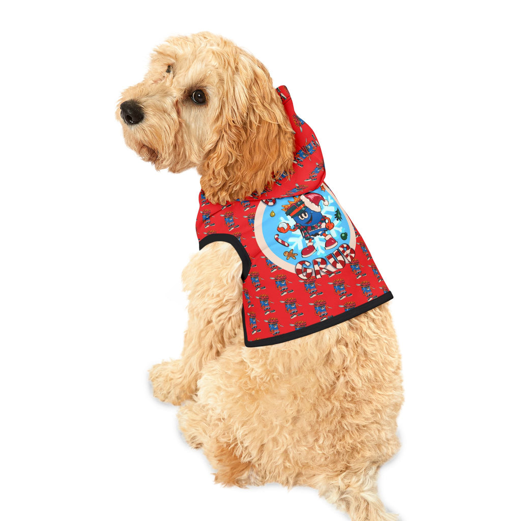 Pet Hoodie —Gump's Grub Christmas Logo/Mascot Pattern Dog Hoodie (Red)