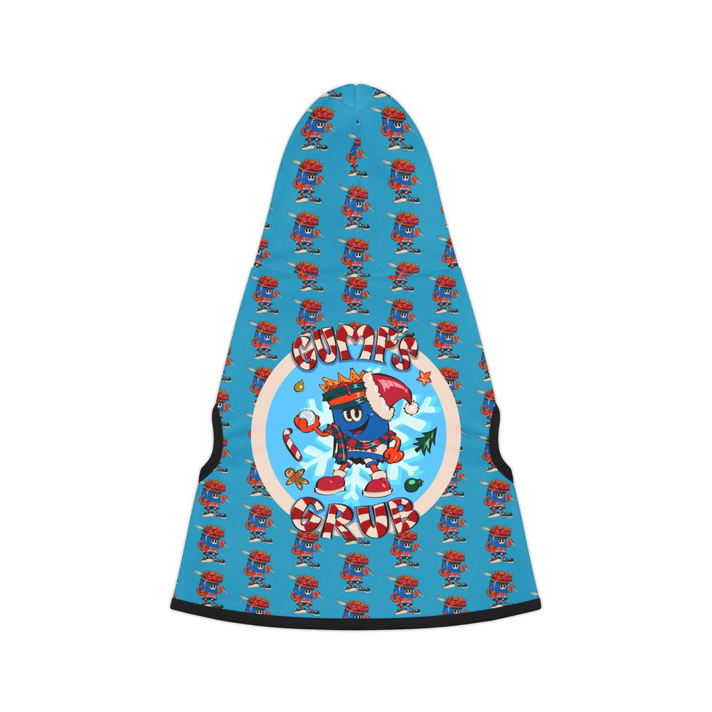 Pet Hoodie —Gump's Grub Christmas Logo/Mascot Pattern Dog Hoodie (Sapphire)