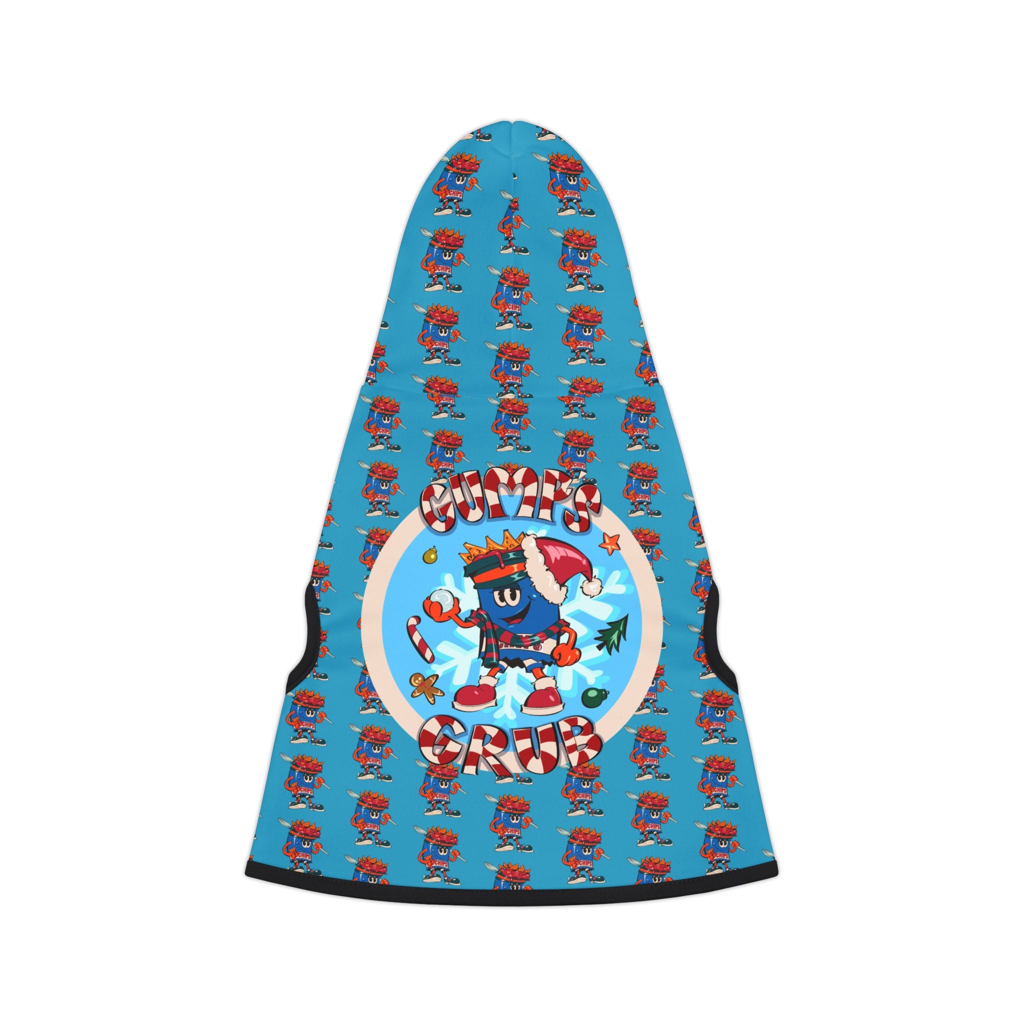 Pet Hoodie —Gump's Grub Christmas Logo/Mascot Pattern Dog Hoodie (Sapphire)
