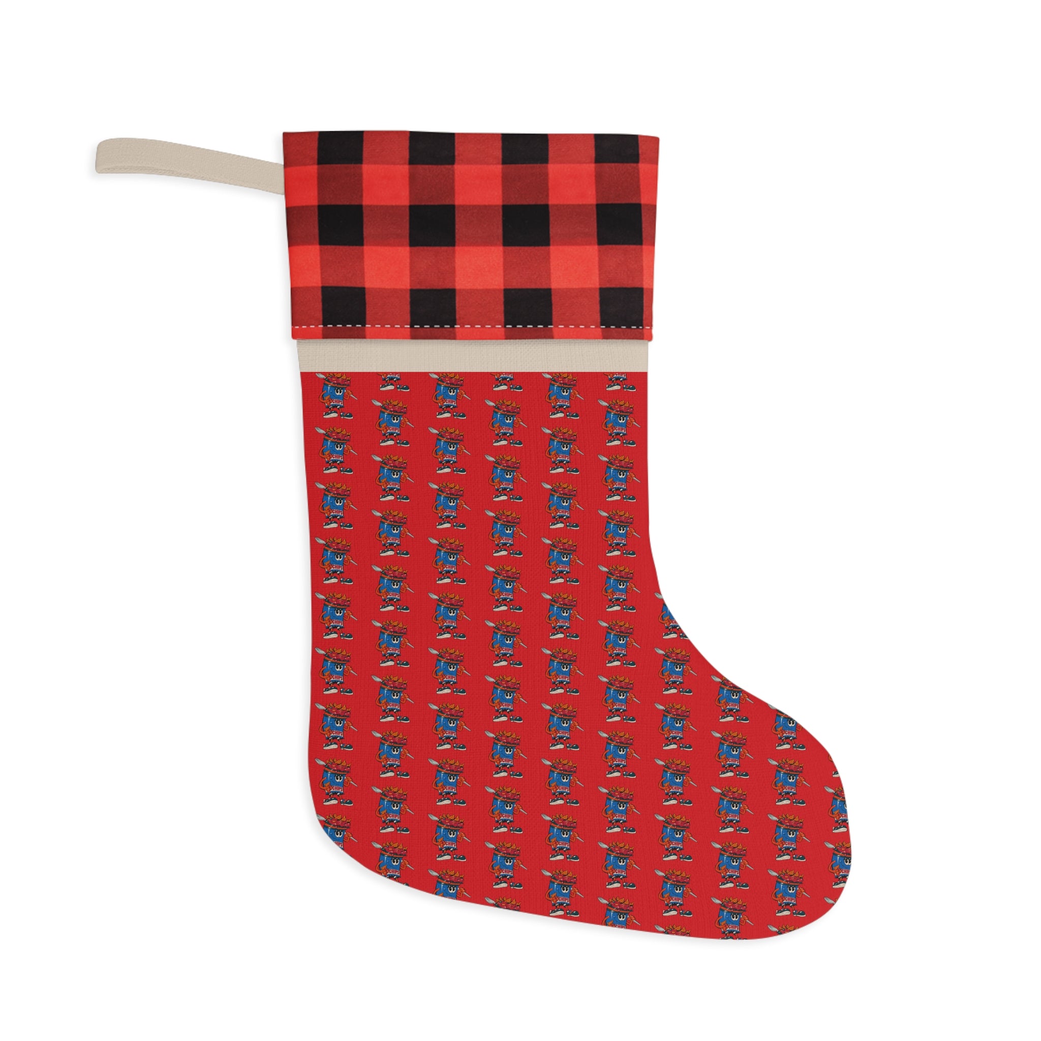 Christmas Stocking — Gump's Grub Mascot Pattern (Red)