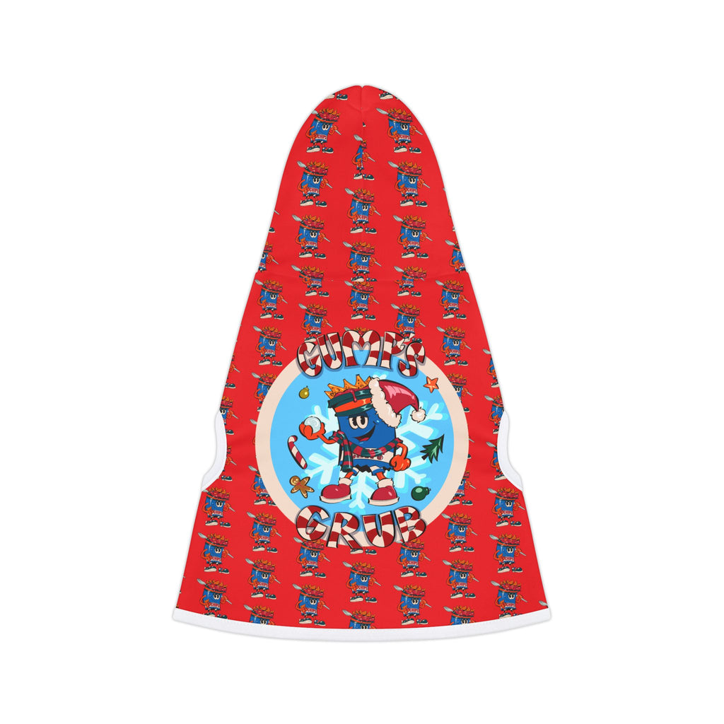 Pet Hoodie —Gump's Grub Christmas Logo/Mascot Pattern Dog Hoodie (Red)