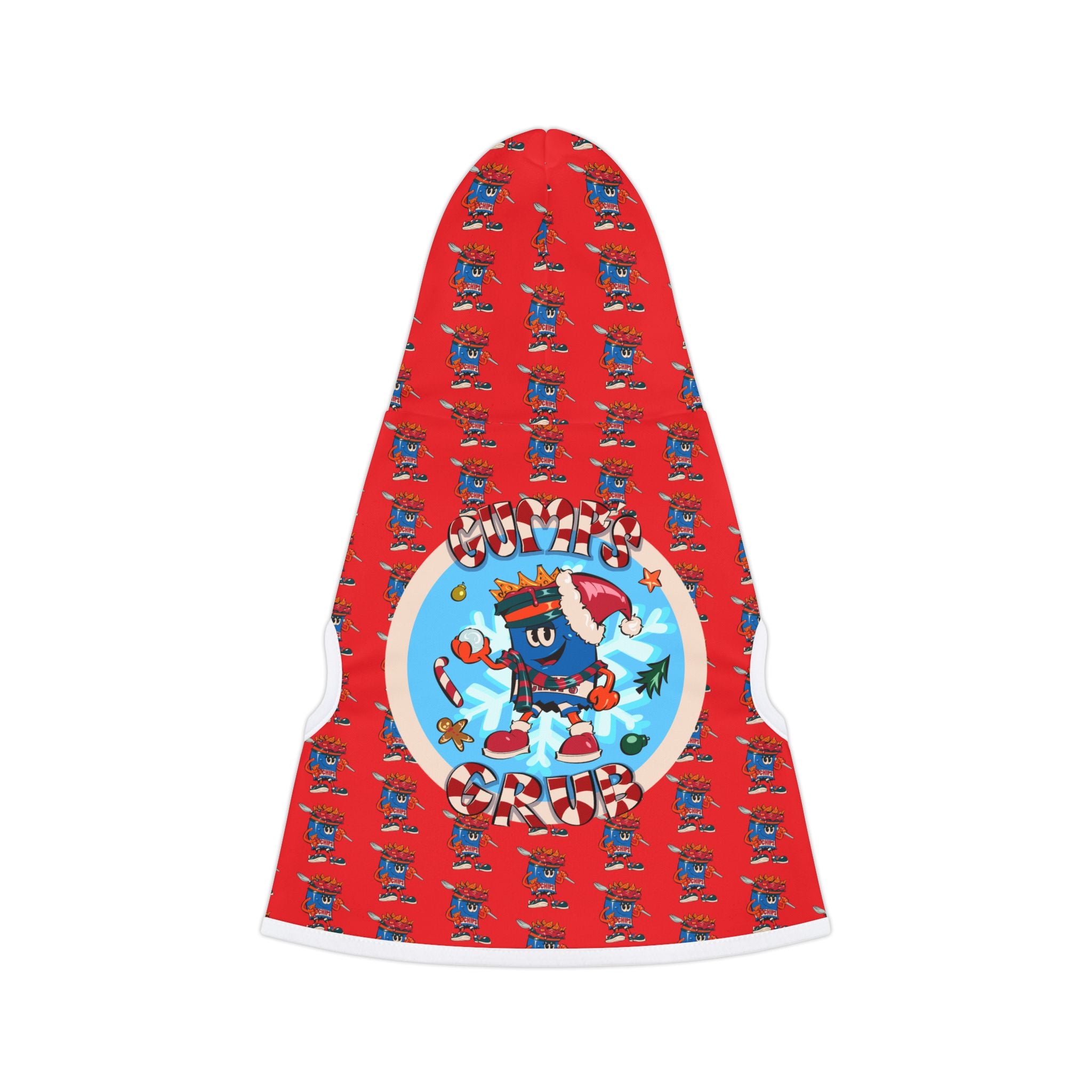 Pet Hoodie —Gump's Grub Christmas Logo/Mascot Pattern Dog Hoodie (Red)