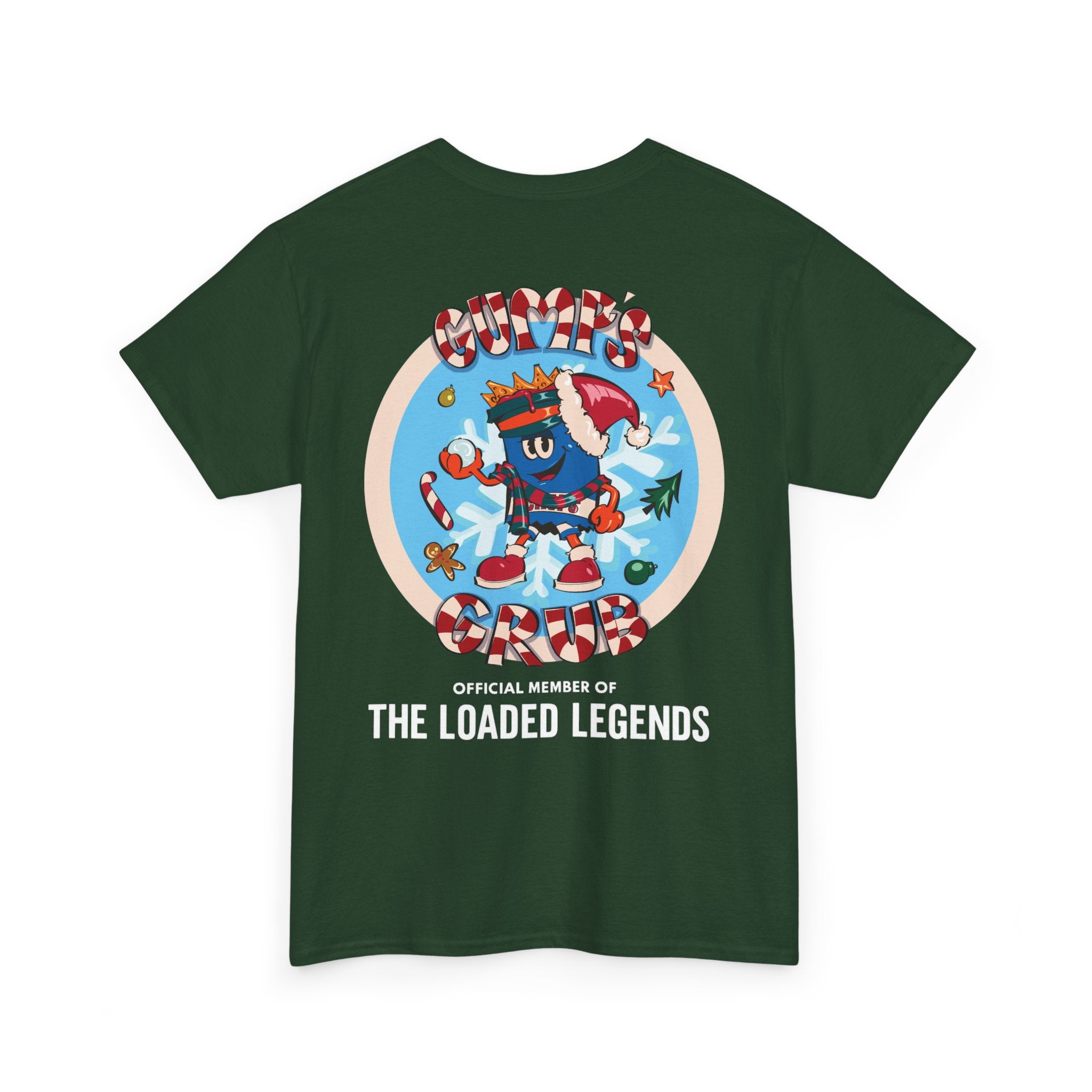 Gumps Grub Mascot/Christmas Logo: 'The Loaded Legeands' (white font)